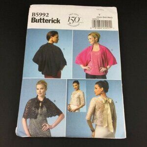 Butterick Pattern 5992 Back Closure Jacket Capelet Kimono Shrug Uncut Size 4-14
